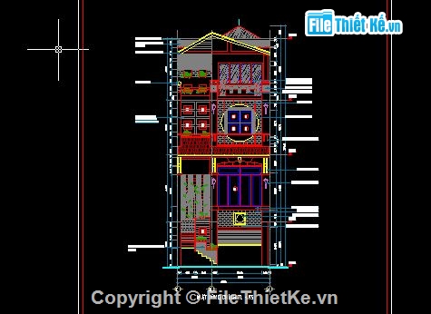 nhà 4 tầng,Bản vẽ nhà 4 tầng kích thước 6m x 19.2m,Bản vẽ autocad thiết kế nhà 4 tầng,bố trí điện nước